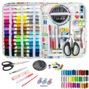 168/170pcs Sewing Kit Threads Needles Scissors Tape Measure Buttons for Year-Round Craft DIY Embroidery Handwork Sewing Tool Set