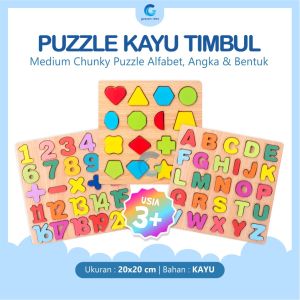 Medium Chunky Puzzle Anak Huruf Besar Angka 1-20