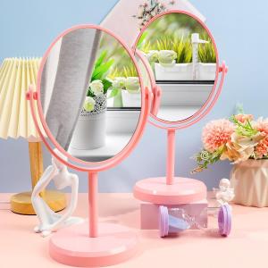 Princess Style Rotatable Desktop Makeup Mirror Plastic Portable Small Mirror for Girls Dressing Table Cosmetic Mirror
