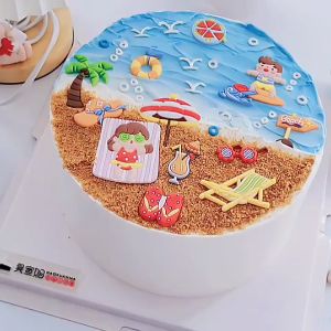 [Ready Stock] 网红清新夏日蛋糕装饰软胶沙滩套装 蛋糕装饰 Summer Beach Cake Topper Cake Decoration