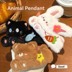 Kawaii Plush Animal Pendant Backpack Keychain Decorative Pendant Exquisite Cute Rabbit Cat Doll Pendant