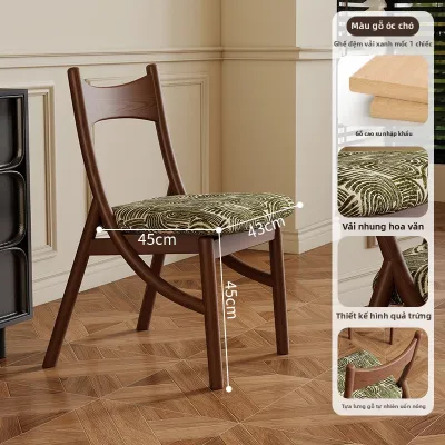 MU FENG ZHI NAN | Ghế Ăn Bữa Thư Giãn Phong Cách Retro Pháp Mid-Century Vintage Tai Mèo Gỗ Thật