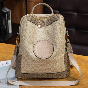 Ba Lô Da PU In Hình Retro Nữ Túi Đi Học Du Lịch Dung Tích Lớn Có Tay Cầm Mềm Đóng Dây Kéo Túi Silt Thời Trang