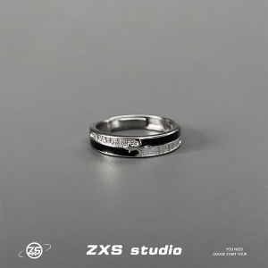 Minimalist Black White Mens Ring Fashionable Letter Design Simple Luxury Index Finger Ring for Women Couple Jewelry