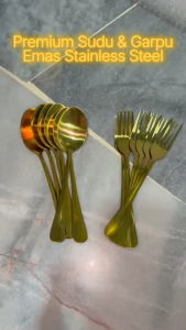 Premium Gold Stainless Steel Spoon & Fork Set (6PCS) | Elegant Dining Cutlery