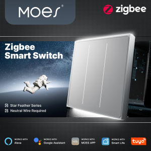 MOES | MOES Tuya ZigBee Star Feather Series Smart Touch Switch With Neutral Light Scene 2in1 APP Remote Control with Alexa Google Home