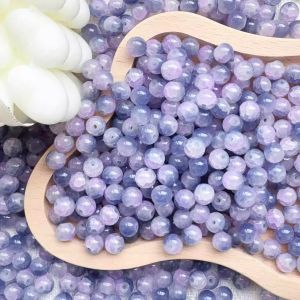 8mm Two-Color Jade Broken Glass Bead Ice Crack Beaded Loose Beads Bracelet Necklace Mobile Phone with Handmade Kids National Style Earrings