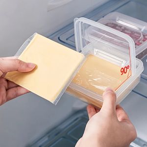 1PC Sliced Cheese Container for Fridge Clear Plastic Butter Block Cheese Slice Storage Box with Flip Lid for Refrigerator Food