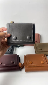 Genuine leather wallet for women new buckle wallet card holder integrated large capacity coin purse clip multifunctional vertical wallet