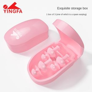 YINGFA อุปกรณ์ป้องกันที่อุดหูแบบมีสายสำหรับใหม่ซิลิโคนใช้ซ้ำได้ป้องกันการสูญหายใช้ซ้ำได้ป้องกันการได้ยินเสียงรบกวนปลอดภัยที่อุดหูสำหรับทำงานว่ายน้ำพร้อมเชือกพร้อมกล่อง
