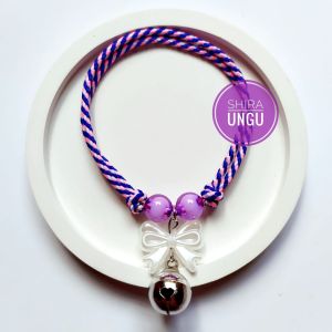 Kalung Kucing Tali Perusik Lonceng Silver Liontin Pita Asesoris Kalung Anabul Lucu Tali