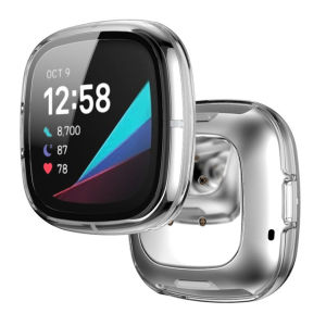 Glass+Case Full for Fitbit Versa 3 Protective Case Screen Protector Hard PC Matte Bumper Shell for Fitbit Sense All-Around Cover