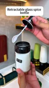 Spice Jar Seasoning Glass Bottle Condiments Container with Spoon