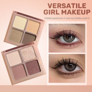 cadia🔥 Pelat Eye Shadow Empat Warna Beruang Stroberi Pelat Eye Shadow Payet Berkilau Mutiara Matte