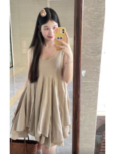 Váy Ngắn Không Tay Cổ Tròn Dáng Chữ a Rộng Rãi Mùa Hè Cho Nữ Thanh Thiếu Niên Thường Ngày Không Tay Cổ Tròn Váy Ngắn