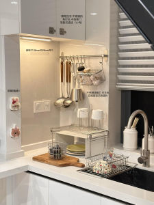 Stainless Steel Wall Mounted Kitchen Storage Rack Spoon Pan Holder Triangle Design Home Use Drainage Shelf No Brand Creamy Style