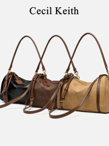 CecilKeith Retro Fashion Motorcycle Bag Casual Crossbody Handbag Womens Pillow Shaped Shoulder Bag with Detachable Strap