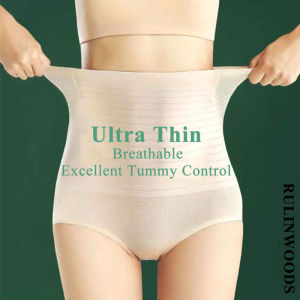 RULINWOODS M-2XL Ultra Thin High Waist Abdomen Briefs Breathable Body Shaper Female Ice Silk Underwear Women Panties