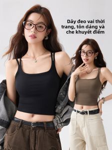 MiiOW | Áo ba lỗ không dây Catman dành cho nữ mùa hè 2025 Áo ba lỗ ngắn không dây có đệm ngực Áo ba lỗ hở lưng không dây cotton pha trộn