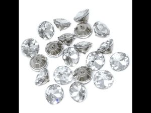 50pcs 22mm Crystal Buttons with Metal Loop Clear Rhinestone Buttons for Sofa Headboards Decorative
