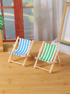เก้าอี้ชายหาดพับขนาดเล็กแบบจำลอง ตกแต่งโต๊ะ เก้าอี้โทรศัพท์มือถือ ตกแต่งห้อง วัสดุไม้ ชิ้นส่วนเล็ก ชิ้นส่วนตกแต่ง
