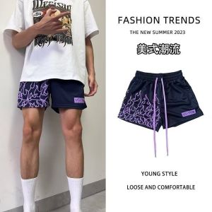 Big Sale Leak-Picking Summer Flame Basketball Shorts Boys Ins American Exercise Shorts Breathable Quick-Drying Training Pant