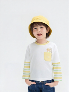 Purcotton | Base Striped Glowing Cotton Childrens Tshirt