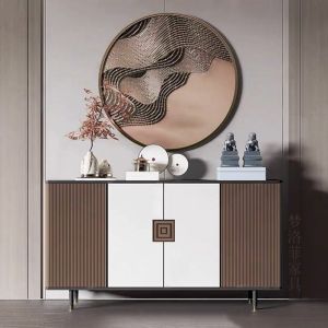 New Chinese Style Entrance Cabinet Solid Wood Shoe Cabinet Minimalist Sideboard Cabinet Affordable Luxury Style Hotel Sample Room Minimalist Club Curio Cabinet