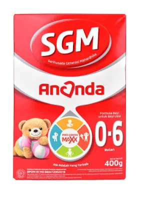 SGM Ananda Formula Bayi 0-6 Bulan 400g dengan Pro-Cross Maxx Berat Badan Terbaik Beruang Teddy Bear.