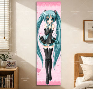 Bandai | H-Hatsune Miku Vertical Tapestry Anime Wall Hanging Pink Rose Background Room Decor
