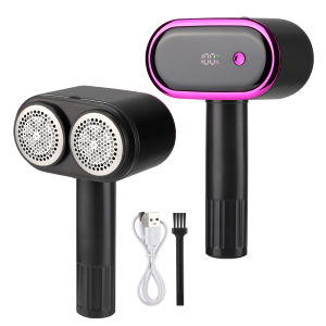 Afdeal | Electric Lint Remover Dual Head Fabric Shaver Type C Rechargeable Fuzz Pellet Trimmer 5 Speeds LED Display Clothes Sweater Sofa