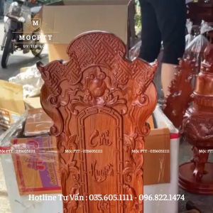 Bài Vị Long Vị mẫu Cuốn Thư Gỗ Hương Đá kích thước cao 48 60 cm ( Nhận Khắc Chữ Theo Yêu Cầu )