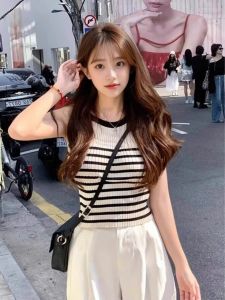 Áo Len Yếm Kẻ Dáng Ôm Thời Trang Nữ Trẻ Trung Dưới 54kg Habis