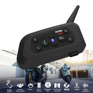 Houtonsen V6plus Motorcycle helmet Bluetooth 5.0 intercom headset waterproof 1 to 5 full-duplex intercom 1500m