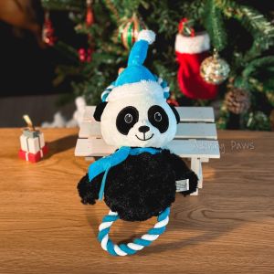 Squeaky Christmas Xmas Holiday Santa Sloth Raccoon Reindeer Plush Pet Dog Puppy Cat Soft Rope Tug Toy Squeaker Sound