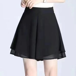 Summer 2025 New plus Size Womens Chiffon Wide Leg Pants High Waist Casual Slimming Draping Seven Inch Skirt Pants