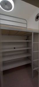 Loft bed customize with shelf singapore/bomb shelter/helper loft bed/smaller room/kids bed/adult loft bed /store room/unity room