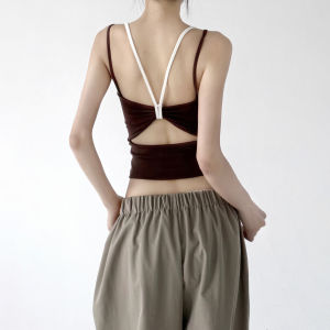 MUYUZI | Design Cross-Strap Backless Black Summer Top