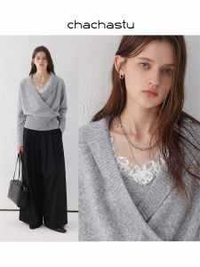 CHACHASTU | Bộ Áo Sweater V-Neck Đơn Giản Thoáng Mát và Ấm Áp