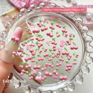 YYM 30pcs Cute Pink Cherry Nail Charms Spring Fruit Cherry Nail Art Decoration Nail Jewelry For DIY Manicure Beauty Supplies
