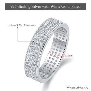 Pretty Beauty Eternity Moissanite Wedding Band S925 Silver for Women Wedding Party White Gold Plated Fine Jewelry Diamond Ring