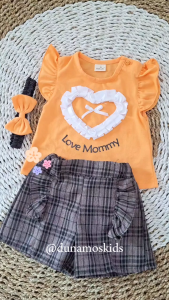 Baju Bayi Perempuan Oneset Setelan Casual Anak Cewek dengan Headband Bahan Katun Adem