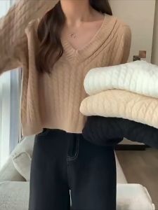 Yara Braided Knit Top / Blouse Rajut Wanita Lengan Panjang Import 73149