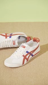 2025รองเท้าเสือแท้ย้อนยุคคลาสสิกเม็กซิโก66สำหรับทั้งหญิงและชายรองเท้ากีฬาทันสมัยและสะดวกสบายสำหรับทุกเพศรองเท้าลำลองรองเท้าหนังกันลื่นสีเบจ/สีแดงสีฟ้า