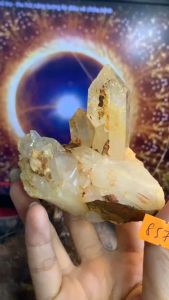 Viên đá Thạch Anh Citrine Lemurian pha lê màu vàng tự nhiên trong suốt tán sắc còn nguyên sơ năng lượng 857