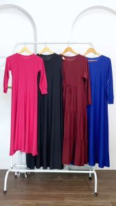 Gamis Jersey Matelassé Jumbo Multicolor dengan Resesleting untuk Busui