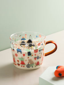 LOTUS BLUE | Heat Resistant Large Capacity Handle Cup Transparent