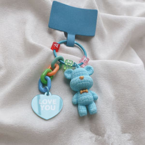 Cartoon Bear Cute Flower Hanging Phone Chain for IPhone Women Girls Phone Charm Bracelet Strap Anti-Lost Ring Jewelry Keychain