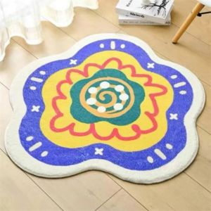 VIKAMA Hình Dạng Đặc Biệt Hoa Cashmere Giả Thảm Tròn Để Bàn Thảm Tròn Để Đầu Giường Xe Lăn Thảm Bảo Vệ Văn Phòng Trang Trí Nhà Cửa