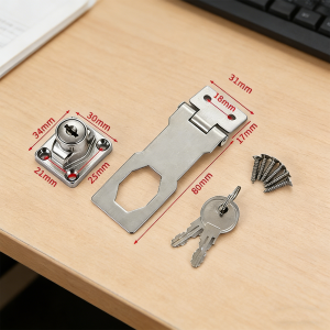Keyed Hasp Locks Keyed Locks Twist Knob Locking Hasp Stainless Steel with Screws for GatesDoorsCabinets Closets and More